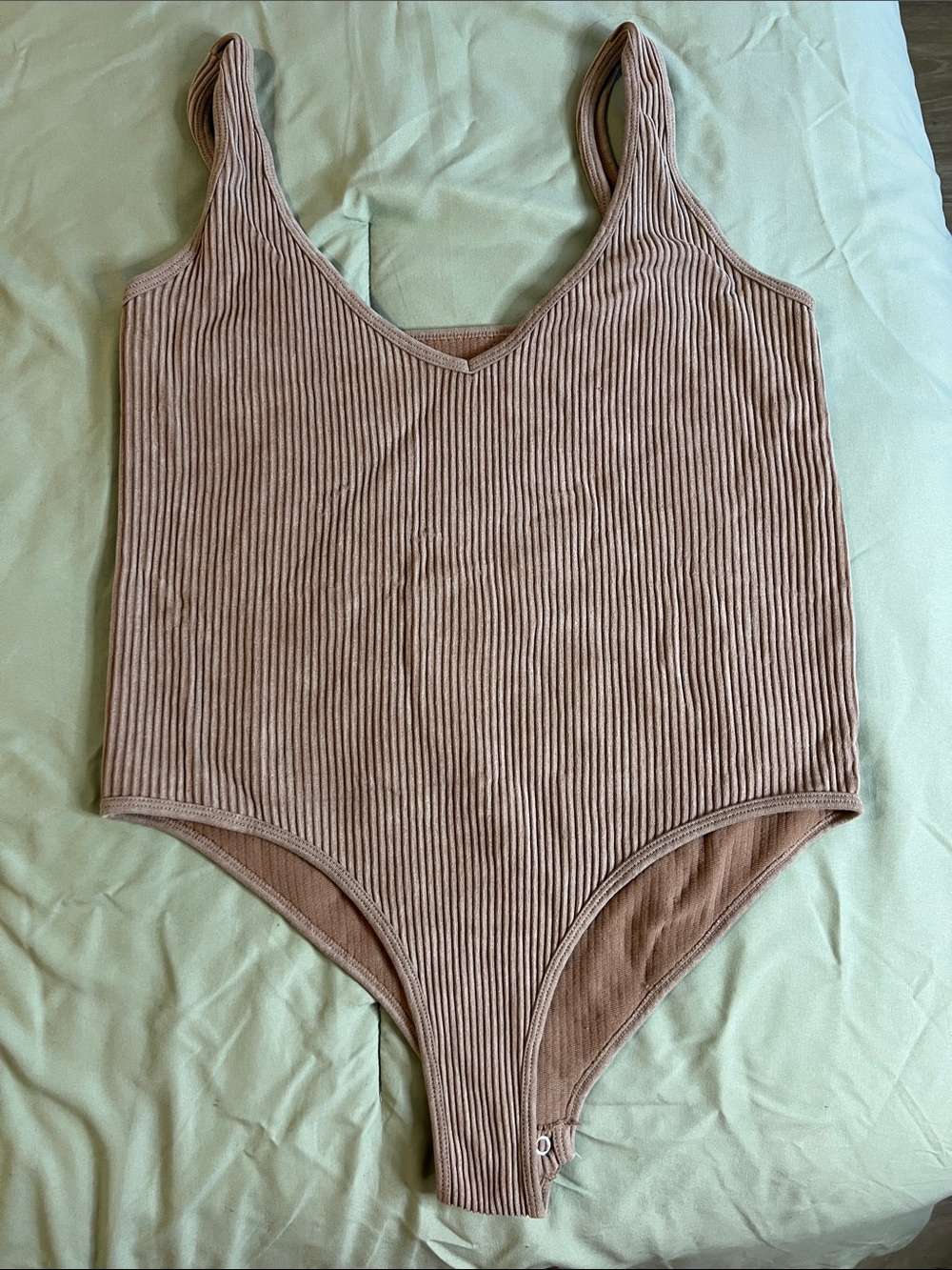 L/XL Ribbed Tank One-Piece Bodysuit in Mauve